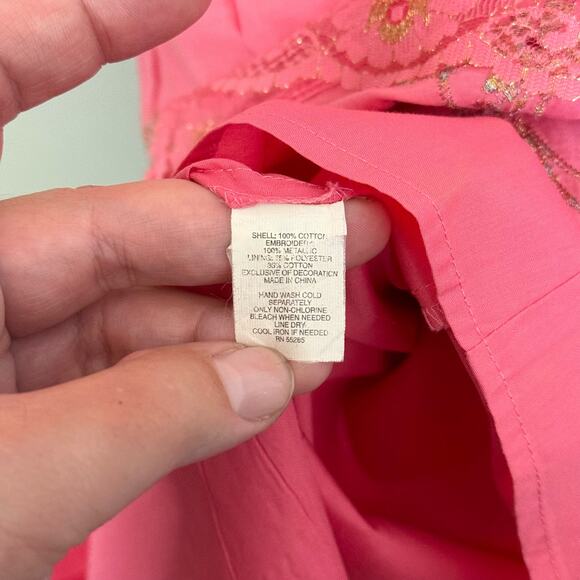 Express Wrap Dress 4 Pink Princess Fit Flare V-Neck Metallic Floral Embroidered - Picture 11 of 11